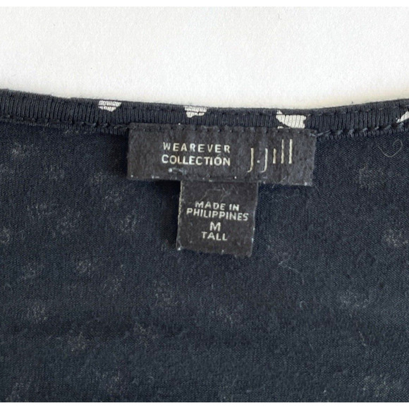 J. Jill Wearever Top Womens Size M Tall Black White Print Jersey - Picture 4 of 7